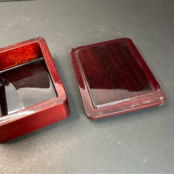 Lacquered Wood Bird Mother Of Pearl Trinket Box 4.5x3.5x2 - Picture 5 of 6